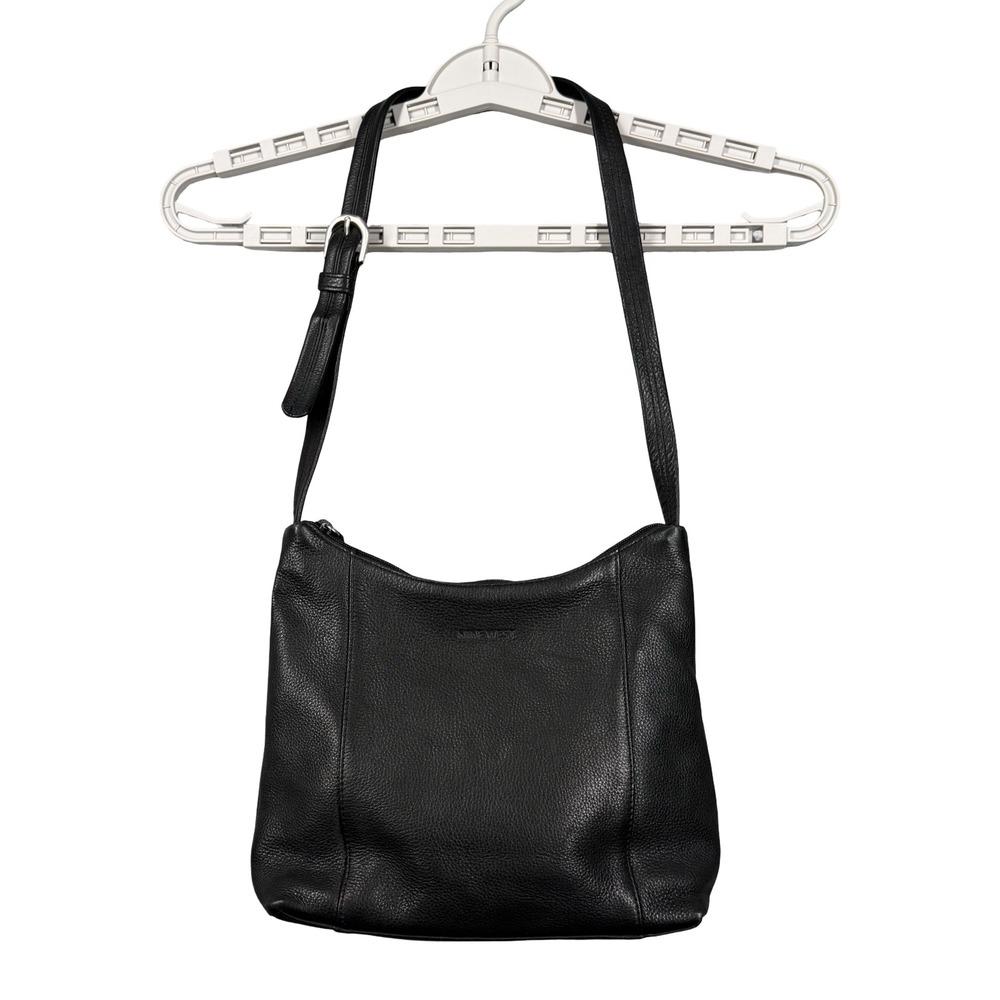 Nine West Black Shoulder Bag Crossbody Boho Indie Sleek Goth Minimalist Coquette
